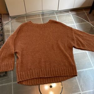 Oak + Fort, M, relaxed fit, wide sleeve, open weave acrylic/alpaca/nylon EUC